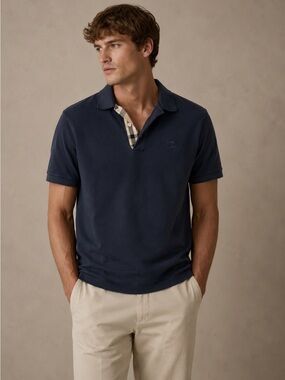 BURBERRY BRIT Navy Novacheck Polo size Medium Quiet Lux Designer